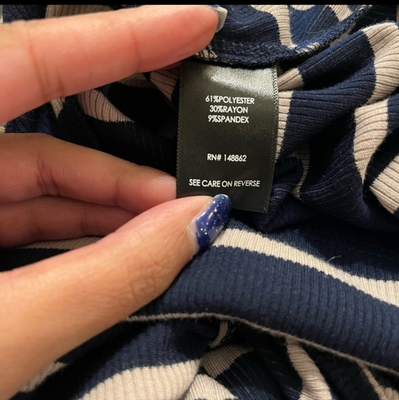 Torrid navy striped twist ruched stretch ribbed dress 2 plus size - Picture 3 of 6